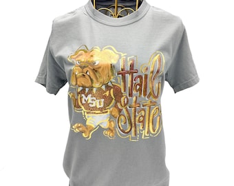 Gold Foil Walking Bully Shirt || Vintage Walking Bully Shirt || Mississippi State Bulldogs Shirt || Hail State - 1770