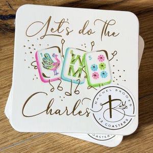 Gold Foil “Let’s do the Charleston” Mahjong Tiles Disposable Coasters || Mahjong Coasters - 1722 bild 2