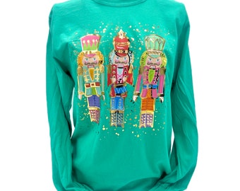 Long Sleeve Gold Foil Colorful Nutcracker Tshirt || Comfort Colors Nutcracker Tshirt || Gold Foil Nutcracker T-Shirt - 511