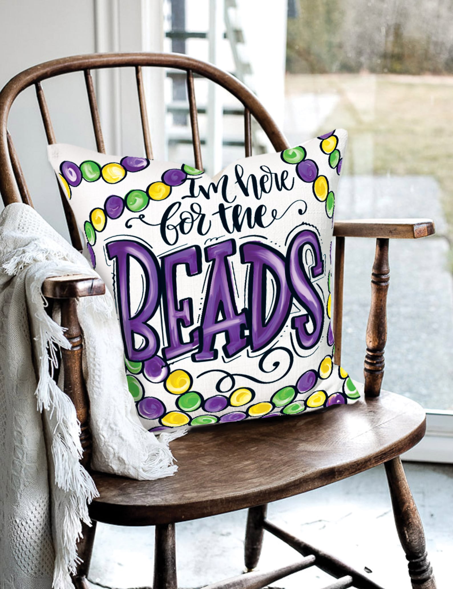 Here for the Beads Pillow Mardi Gras Pillow Mardi Gras Etsy