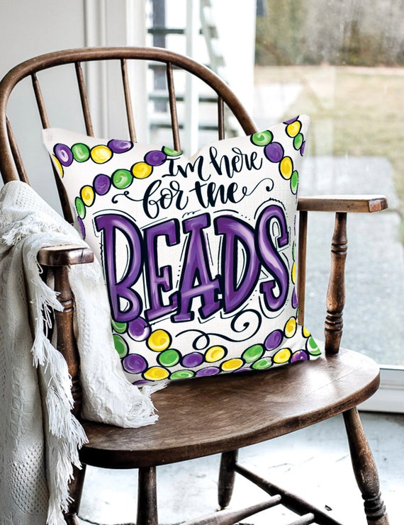 Here for the Beads Pillow Mardi Gras Pillow Mardi Gras Etsy