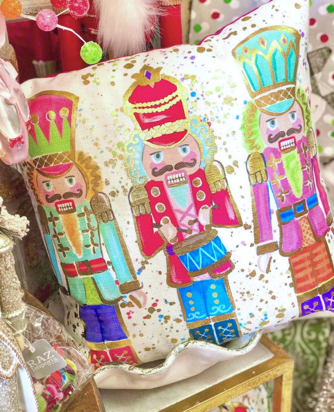 Colorful Nutcrackers Pillow Gold Foil Nutcrackers Etsy