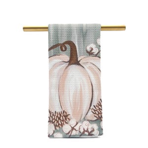 Cotton Pumpkin Tea Towel || Fall Kitchen Towel || Thanksgiving Tea Towel - 691