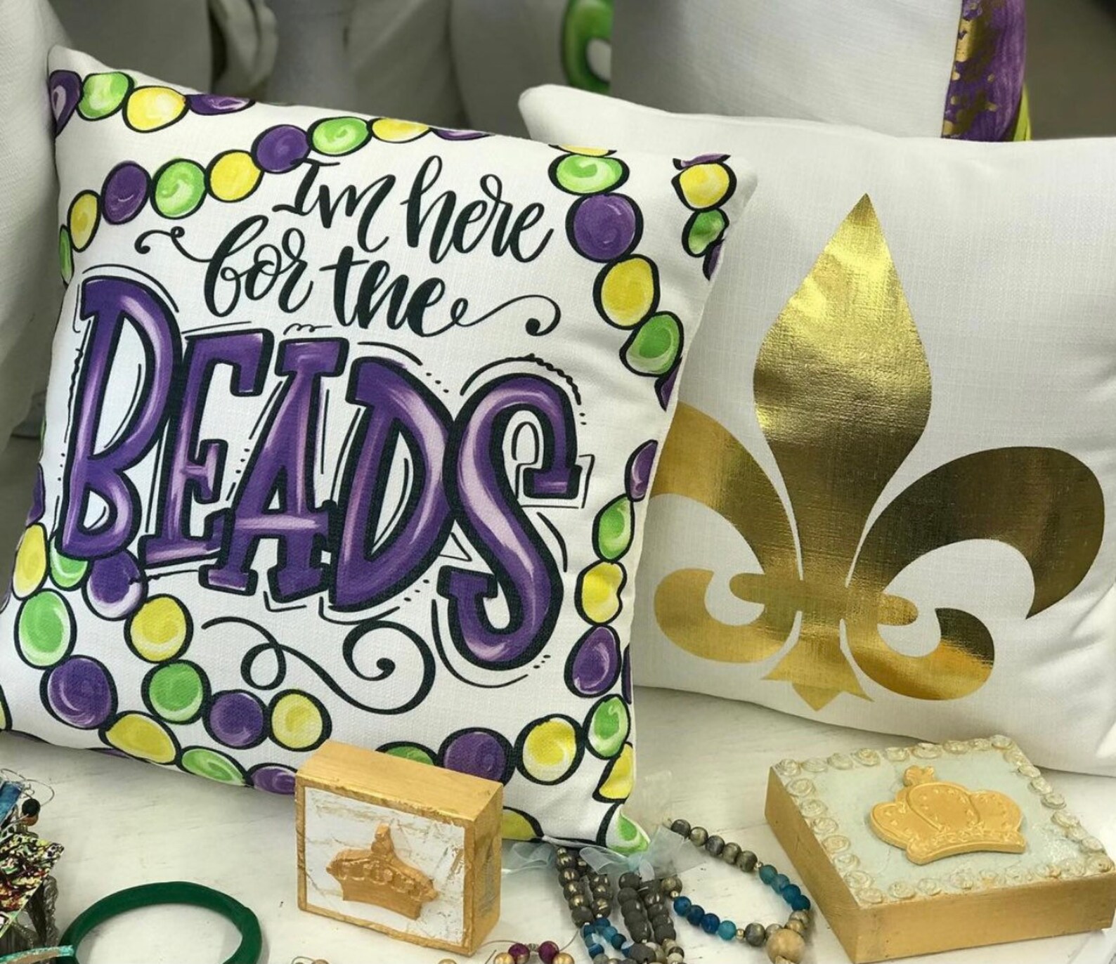 Here for the Beads Pillow Mardi Gras Pillow Mardi Gras Etsy