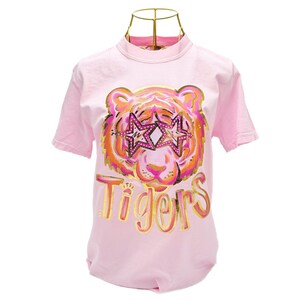 Gold Foil Pink Preppy Tiger Tshirt || Preppy Tiger Shirt || Pink Tiger Shirt || Gold Foil T-Shirt || Tigers Shirt image 1