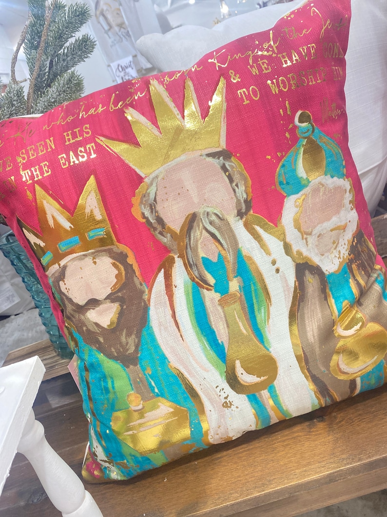 Colorful Wise Men Pillow Colorful 3 Kings Pillow Gold Etsy