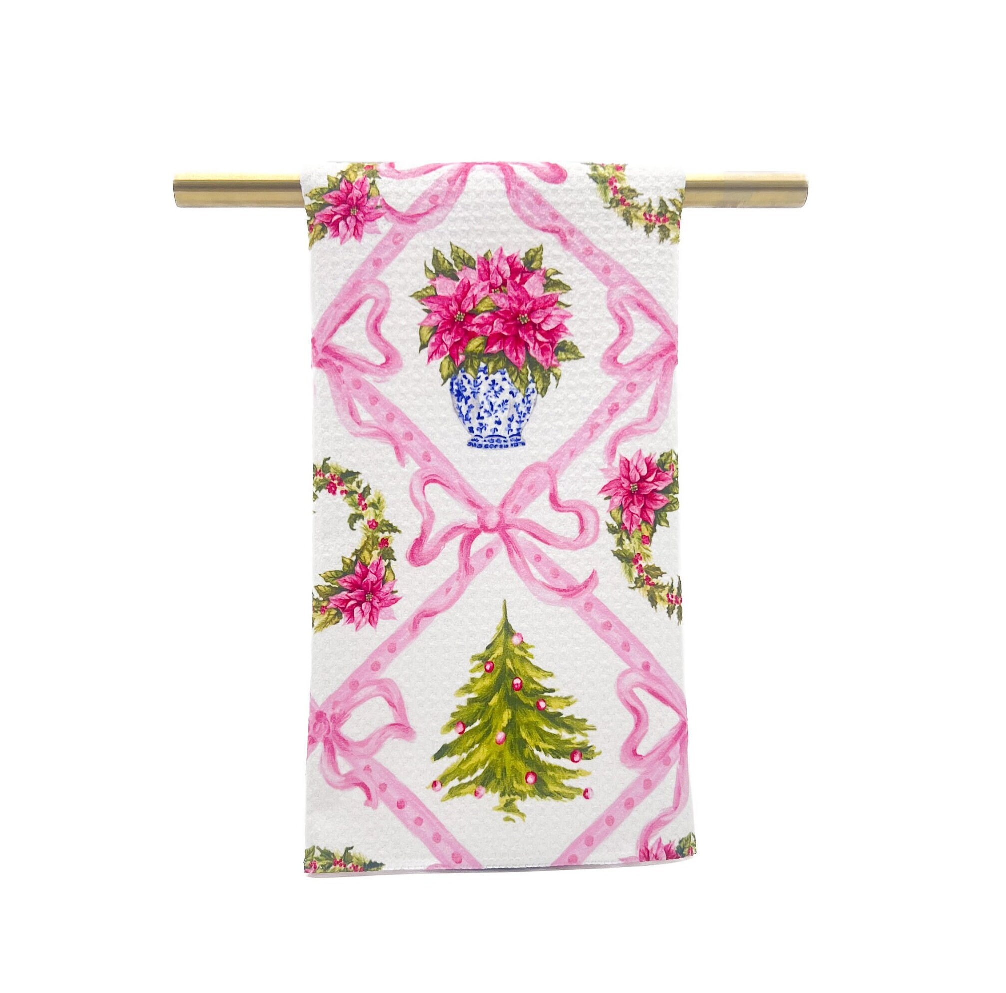 Pink christmas hand towels sale