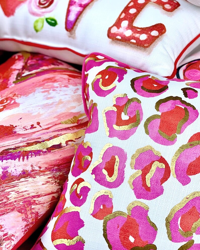 Gold Foil Pink Leopard Pillow Valentines Pillow Valentines Decor Leopard Print Pillow 308 image 7