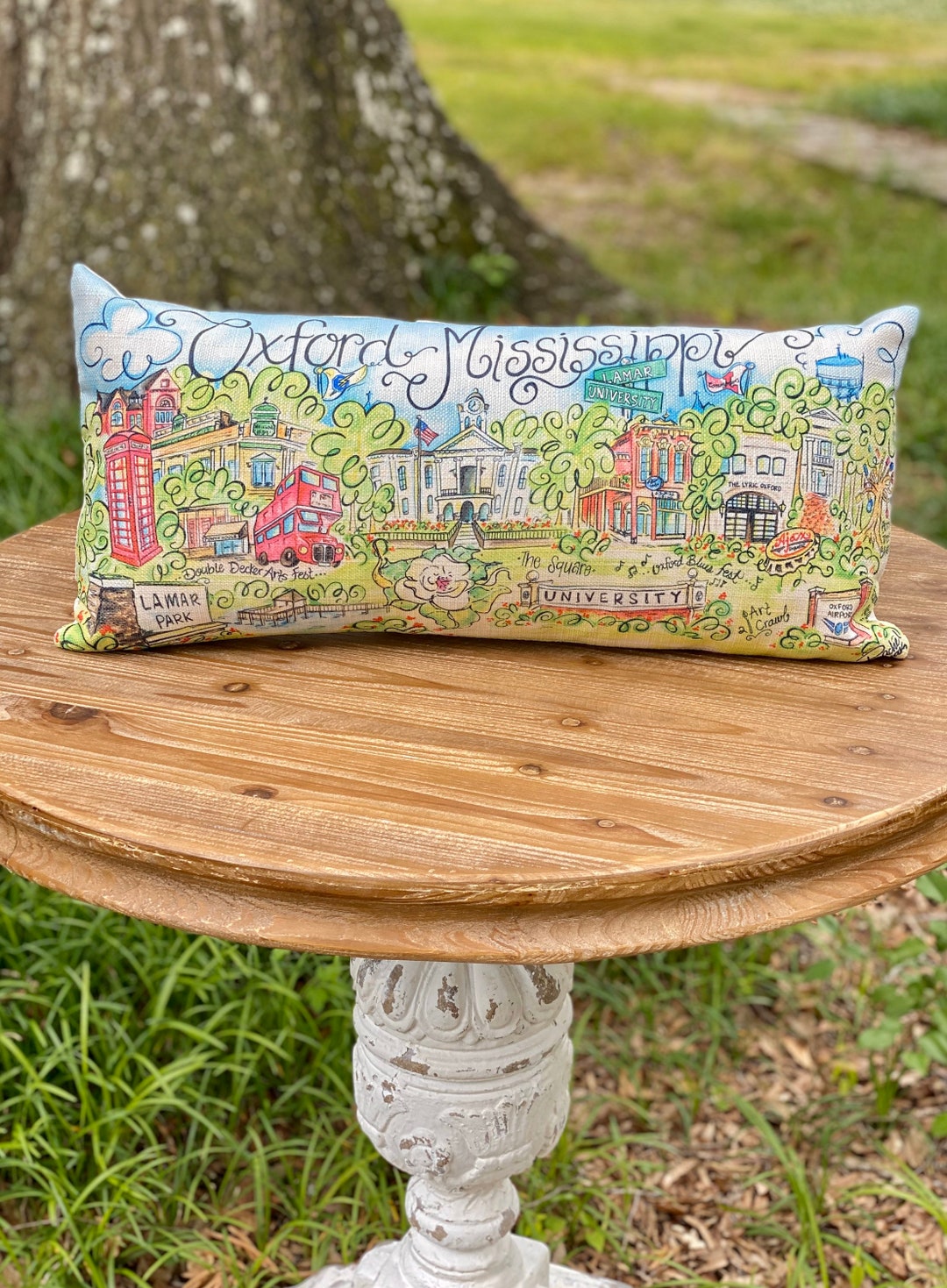 Oxford, Mississippi Pillow Oxford Watercolor Pillow Oxford, MS Pillow Oxford Art Etsy