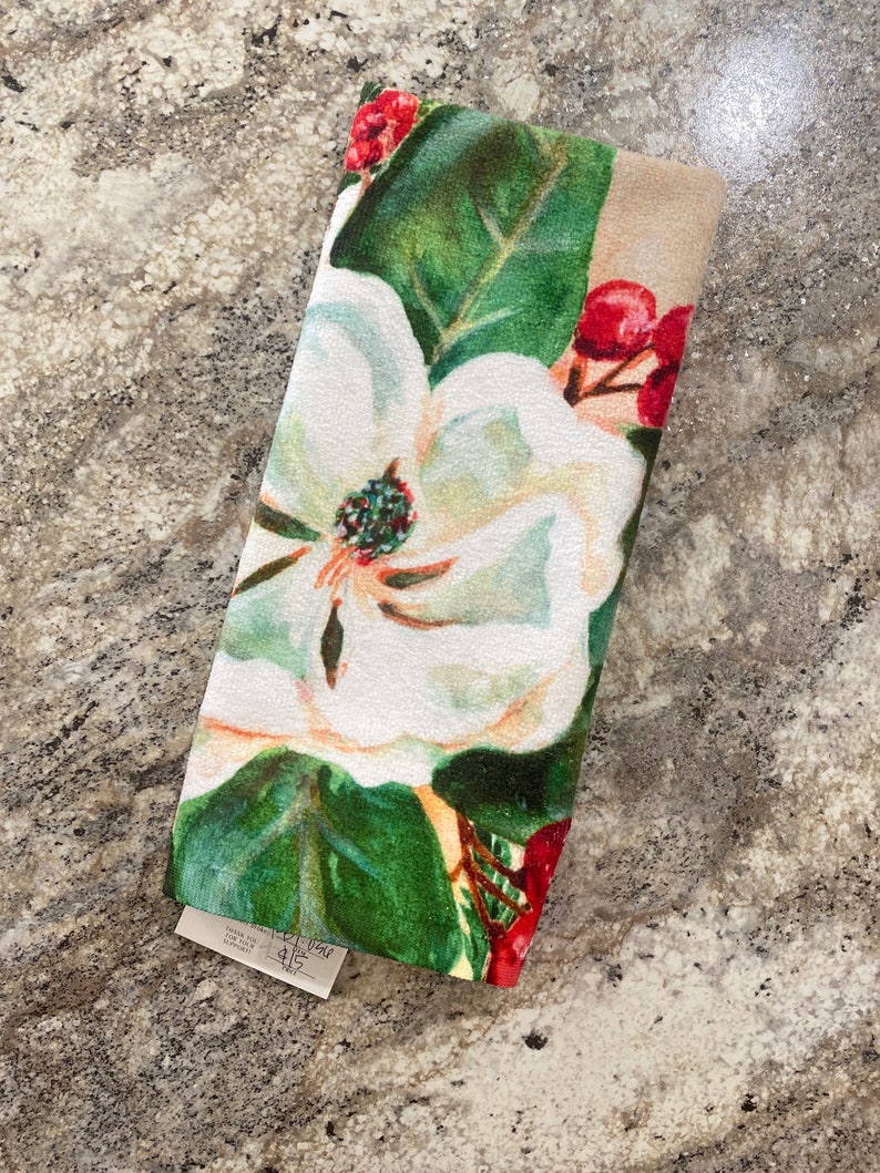 Magnolia & Pine Tea Towel Christmas Kitchen Towel image 1