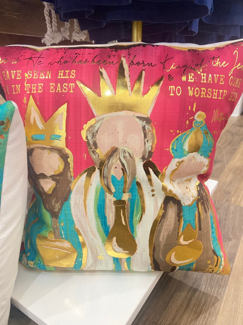 Colorful Wise Men Pillow Colorful 3 Kings Pillow Gold Etsy