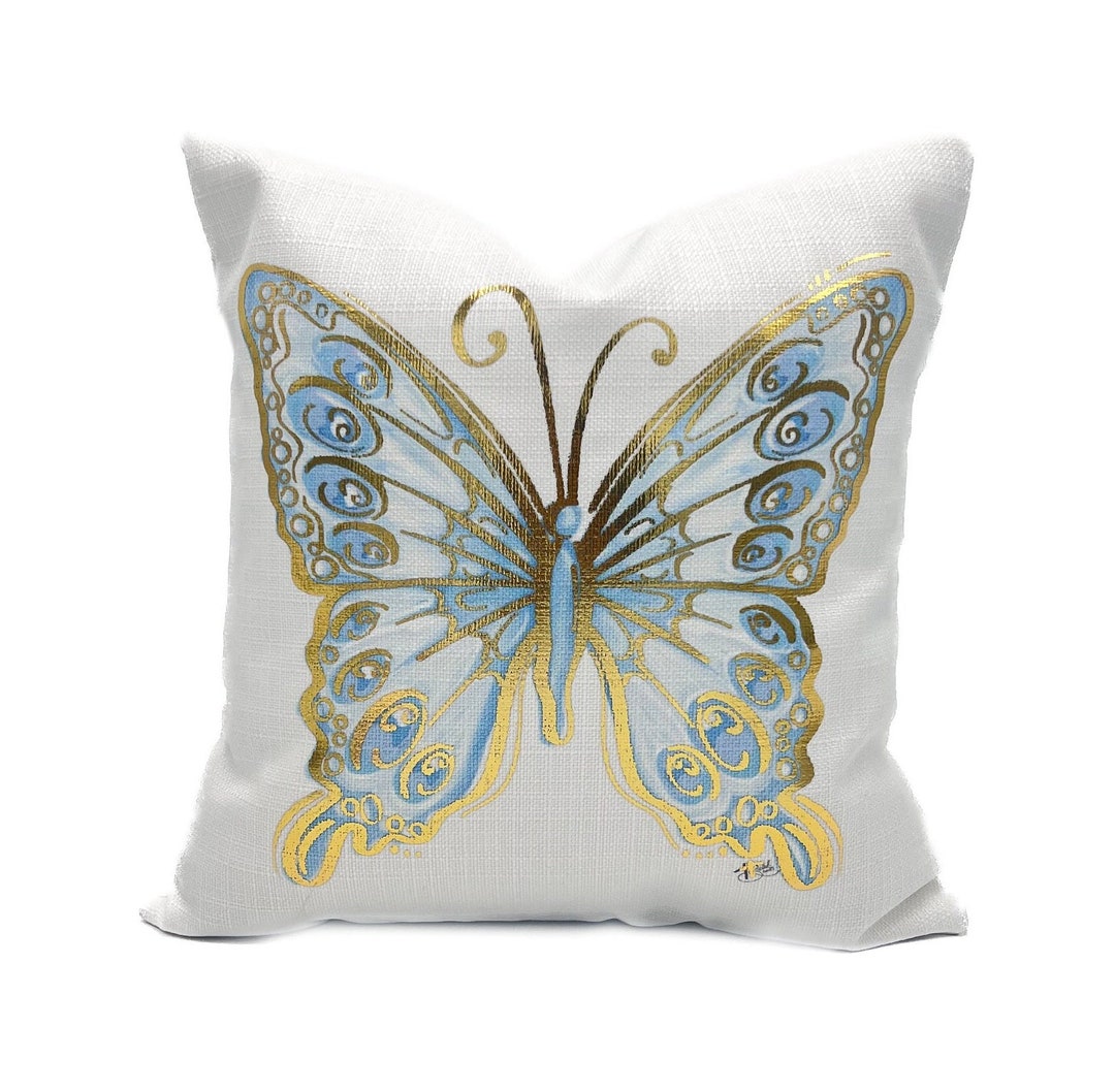 Butterfly leg support pillow in blue