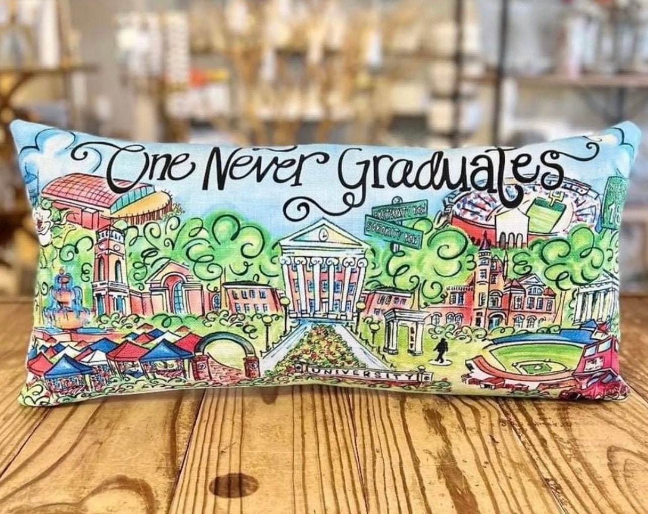 One Never Graduates Pillow Oxford Mississippi Pillow Etsy