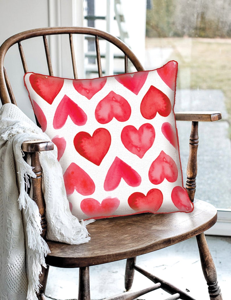 Valentines Pillow Red Hearts Pillow Valentines Decor Etsy