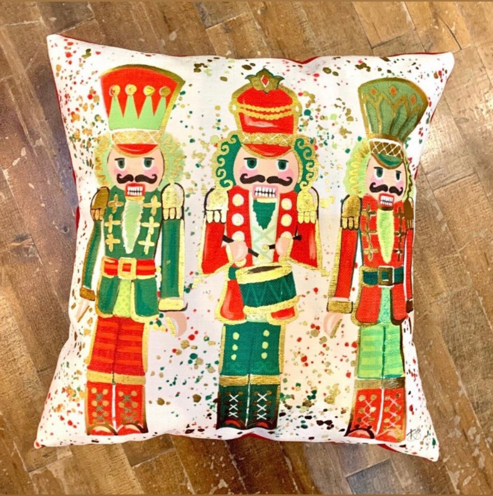 Nutcracker Pillow Red and Green Nutcrackers Gild Foil Etsy