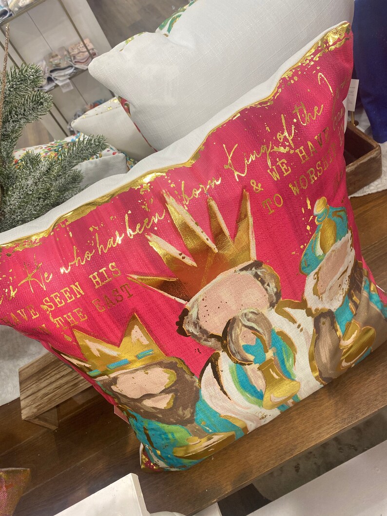 Colorful Wise Men Pillow Colorful 3 Kings Pillow Gold Etsy