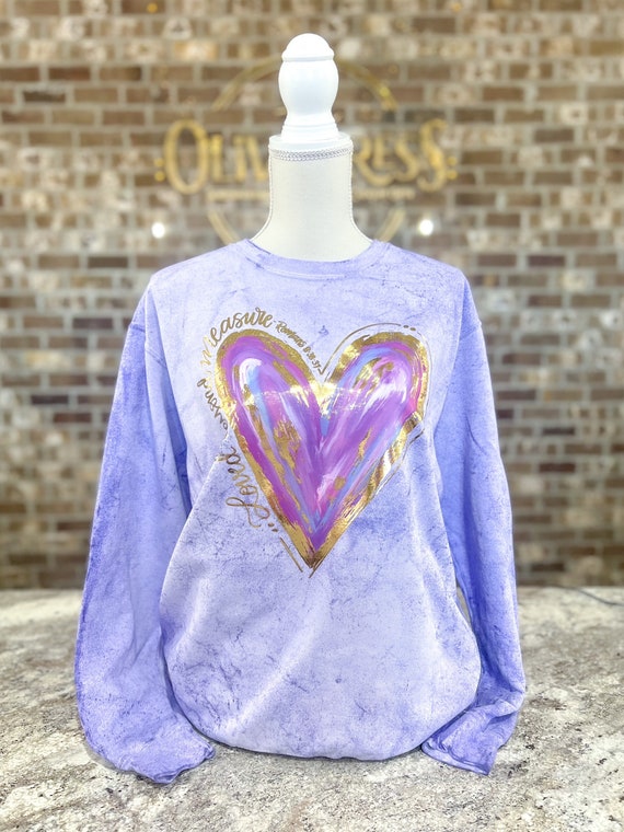 Gold Foil Purple Heart Sweatshirt Valentines Sweatshirt - Etsy