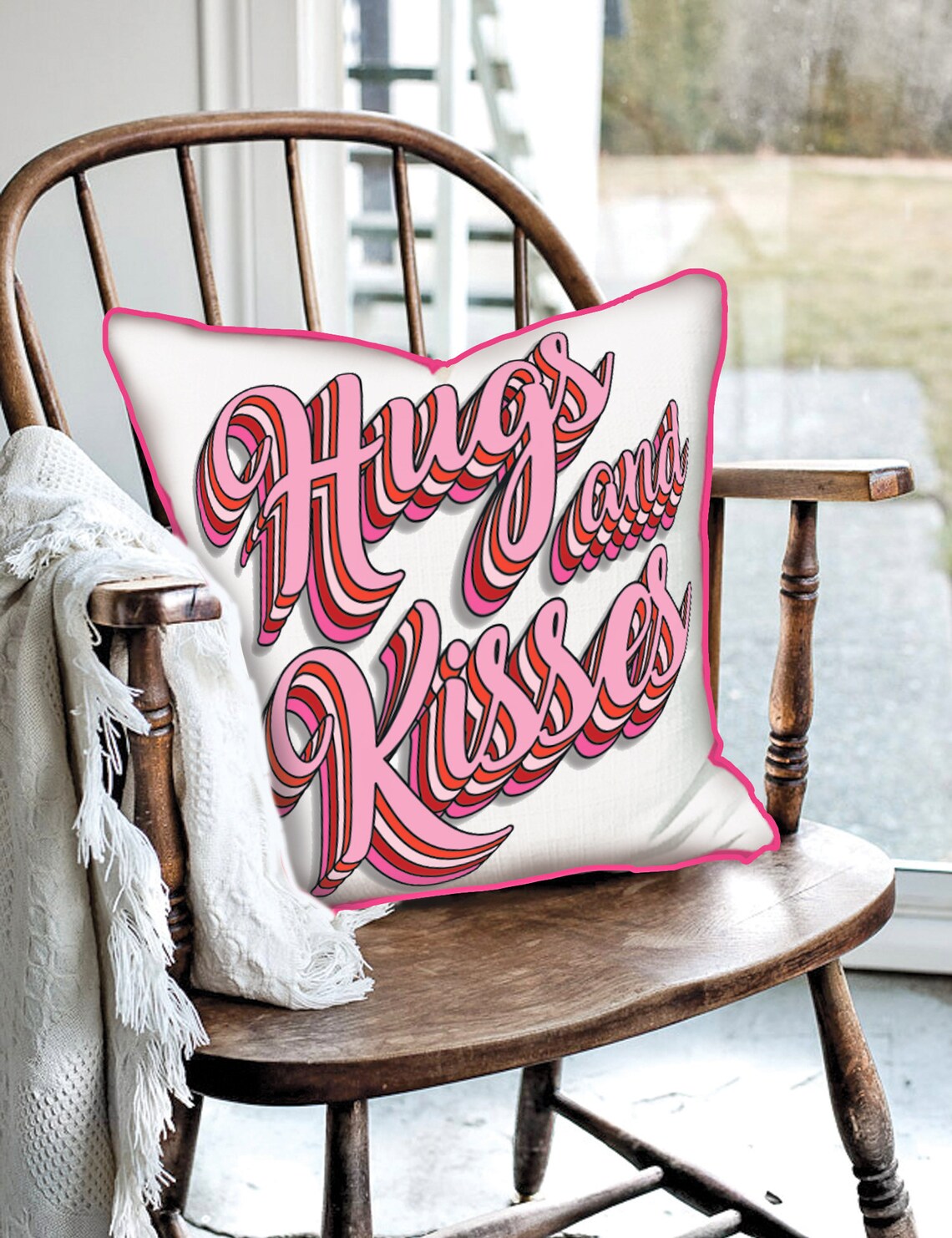 Valentines Pillow Hugs and Kisses Pillow Valentines Etsy