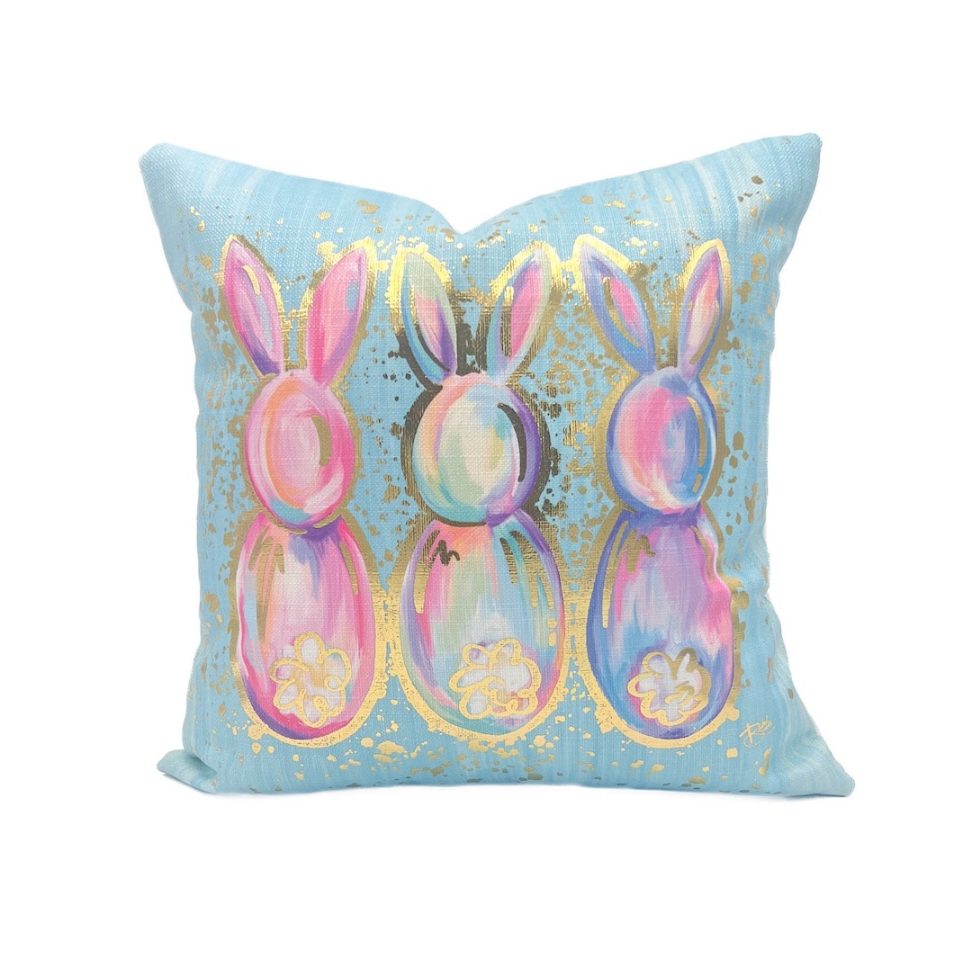 Blue Splatter Bunnies Pillow || Easter Pillow || Bunny Pillow - 1168 - Etsy