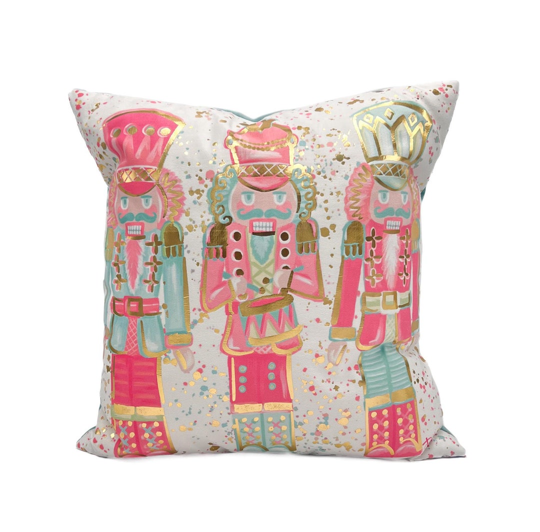 Golden Aqua Nutcrackers Velvet Pillow main image 1