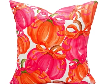 Pink & Orange Pumpkins Pillow || Fall Decor || Fall Pillow - 1337
