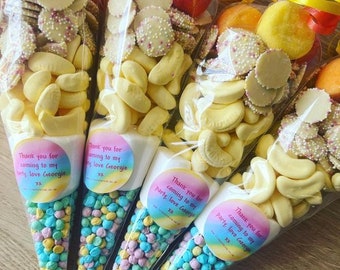 10 Rainbow Sweet Cones | Party Favours | Personalised Favours