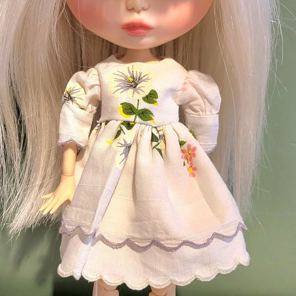 Vintage hankie dress for Blythe