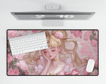Sailor Moon Floral Desk Mat, Gaming Mat, Anime Mouse Pad, Large Mousepad, Computer Accessories