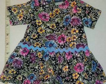 12" to 15" Doll Dress Black Floral Knit