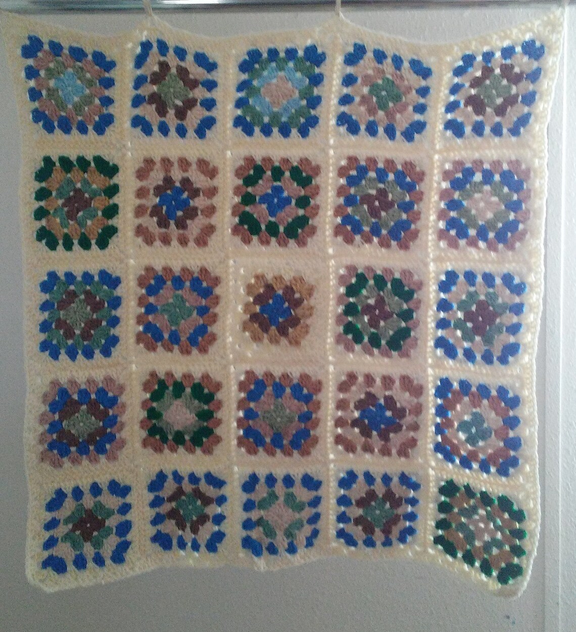 Baby Blanket Old Fashioned Handmade Crocheted Granny Square Etsy