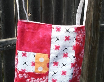 Cross Body Bag Red Patchwork