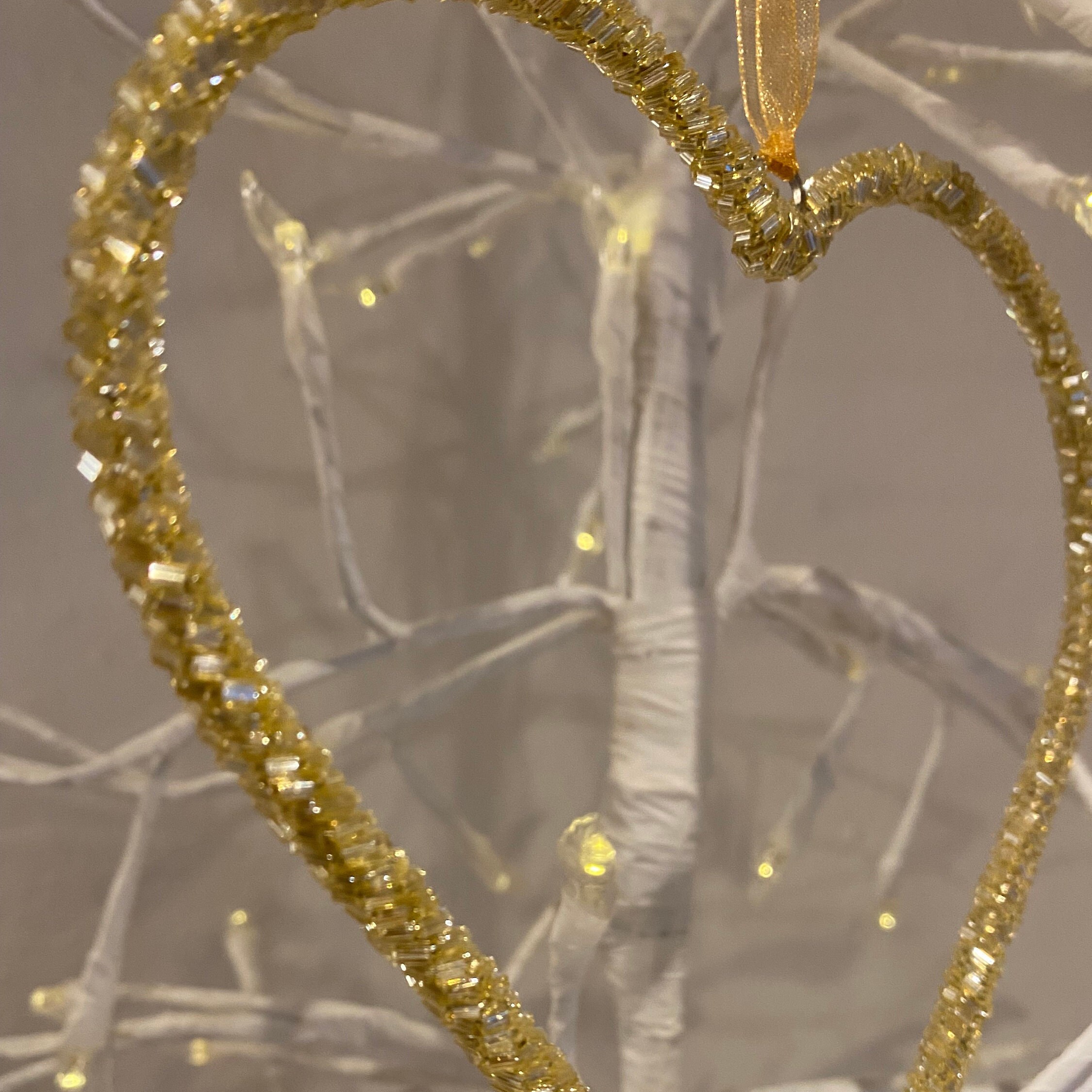 Gold Sparkly Beaded Hanging Heart Decoration Hearts Sparkly Etsy