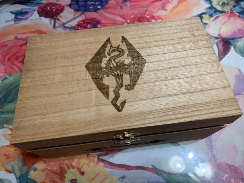 The Skyrims dragon Engraved wooden box  Gift image 1
