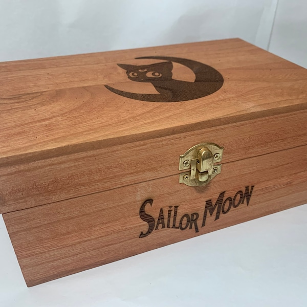 Sailor moon" engraved wooden box