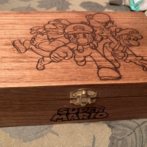 Super Bros engraved wooden box