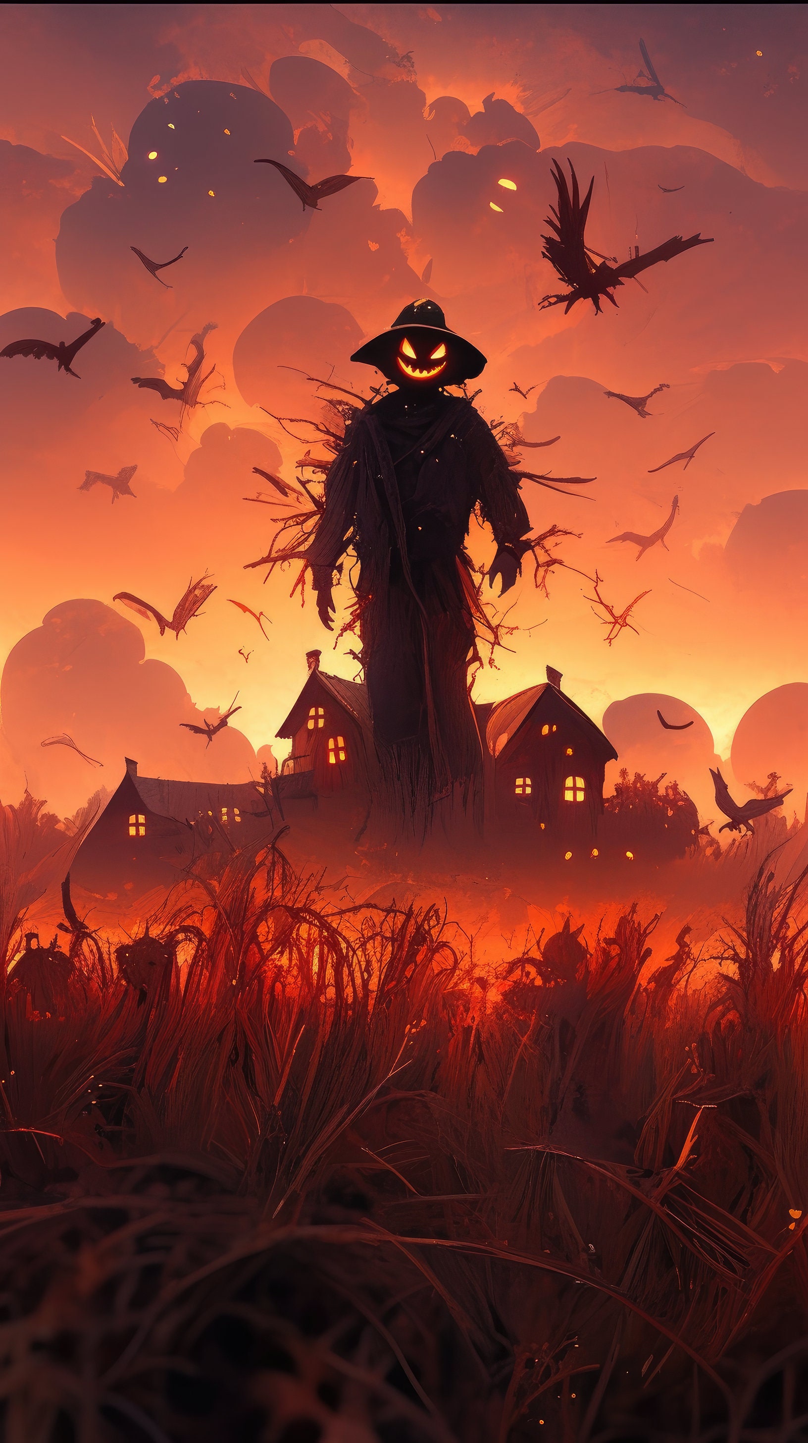 Pumpkin Scarecrow Wallpaper for Phones - Etsy