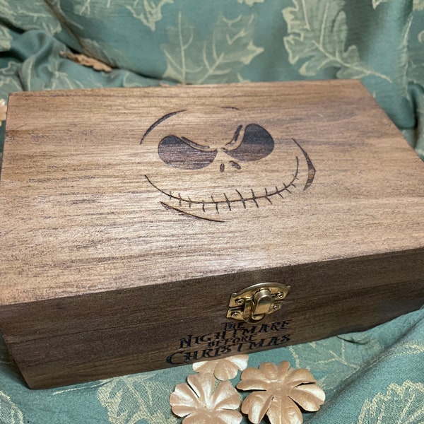 The Nightmare Before Christmas  Engraved wooden Box with hinged lid