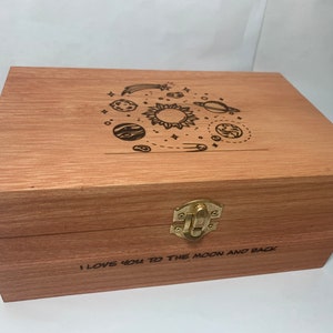 Galaxy planets" engraved wooden box