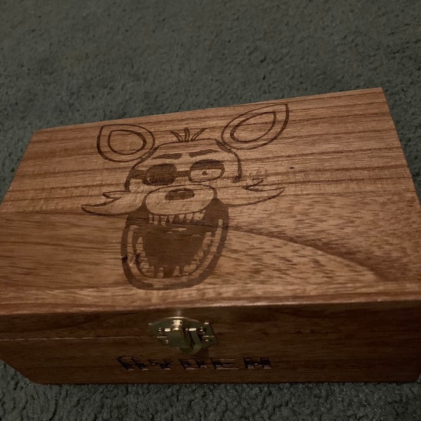 Five Nights at freddys "Foxy the Pirate" engraved wooden box version 2
