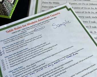 House RULES for Modern American Canasta - Check List