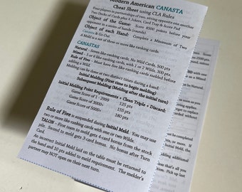 Mini Rules Sheet for Modern American Canasta, Downloadable and ready for Printing