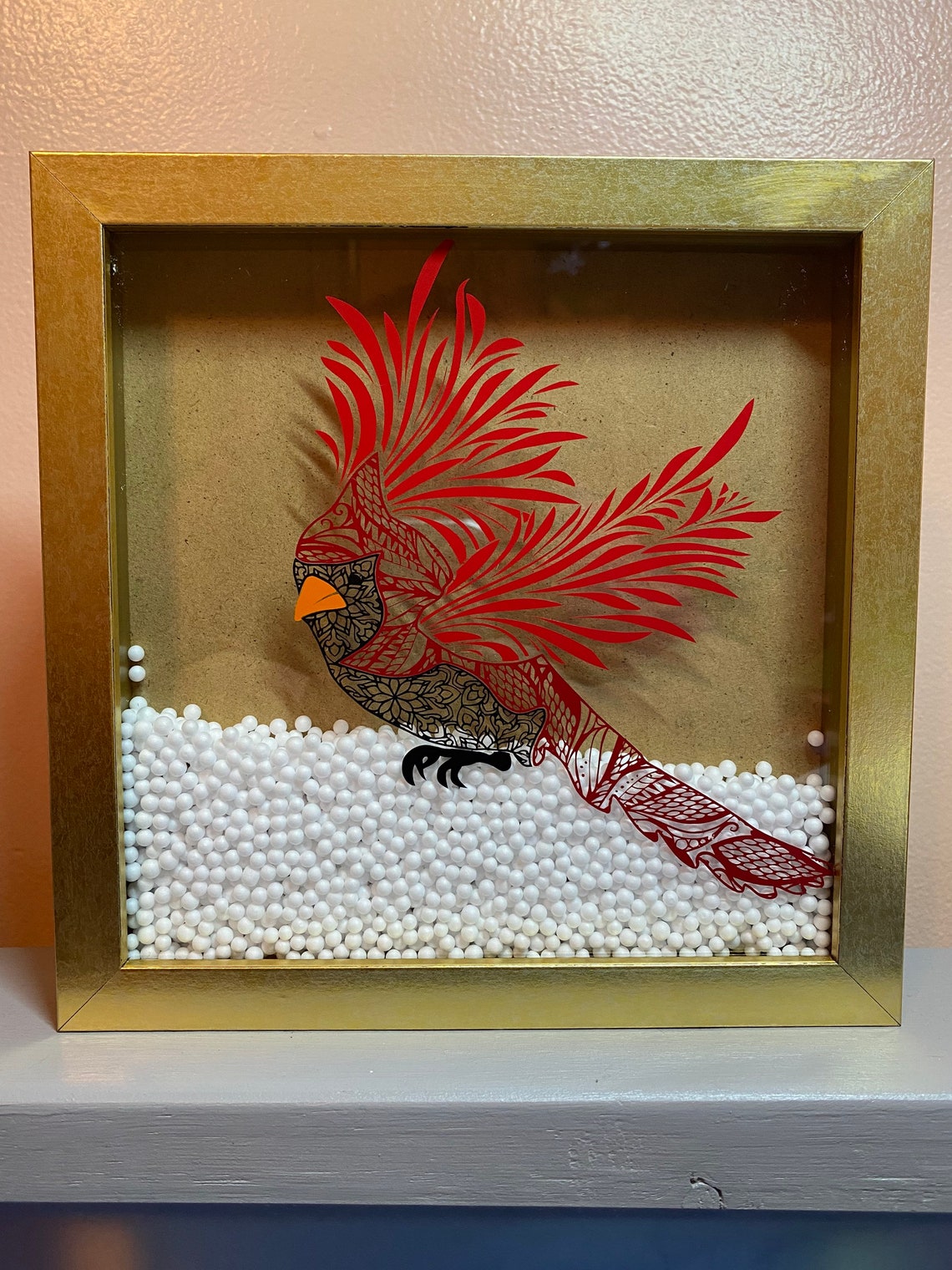 Cardinal Mandala Cardinal Zentangle Shadow Box Wall | Etsy