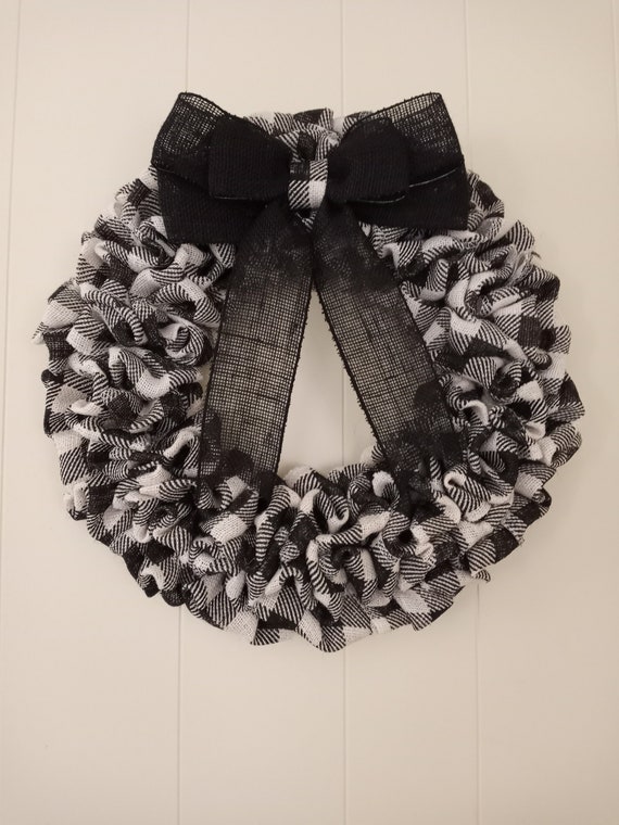 Buffalo Plaid Burlap Wreath Black and White Buffalo Plaid - Etsy