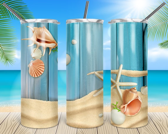 Download Beach Theme 20 Oz Skinny Tumbler Sublimation Design Template Etsy