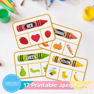 Carte a colori pastello stampabili / 11 semplici schede display prescolari / Apprendimento attività stampabile / Insegnante Toddler Preschool Kindergarten