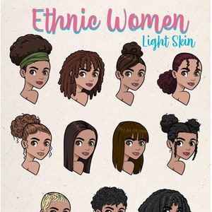 Ethnic Woman PNG Bundle | Pretty Classy Clipart | Short Curly Hair | Illustration Fashion Logo Png Clip Art | Princess Queen Business  v2