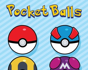Pocket Balls Clip Art | Printable File PNG | Anime Png Clipart Bundle