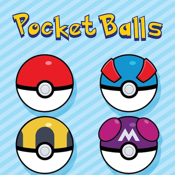 Pocket Balls Clip Art | Printable File PNG | Anime Png Clipart Bundle