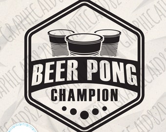 Beer Pong Champion SVG | Beer Mug SVG Design | Beer Vector File | Beer Lovers Tshirt Svg Cut Files | Eps Svg Pdf Png Cricut Silhouette File