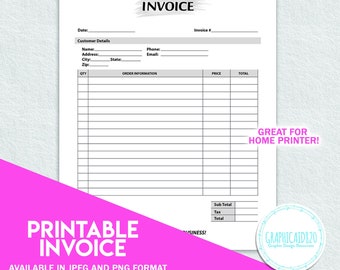 invoice template printable business invoice billing form etsy singapore